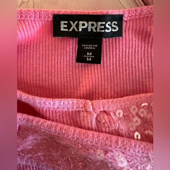 Express Pink Sequin Tank Top Size Medium - Picture 5 of 7
